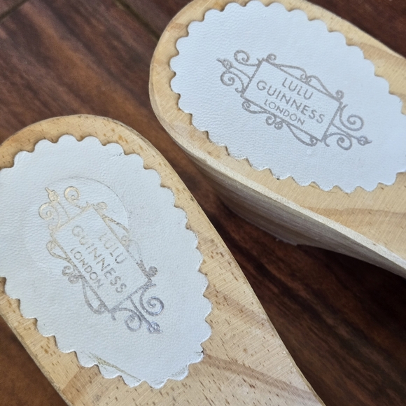 Lulu Guinness Floral Embellished Wooden Clogs Wedge Sandals 37 EU - Picture 6 of 14